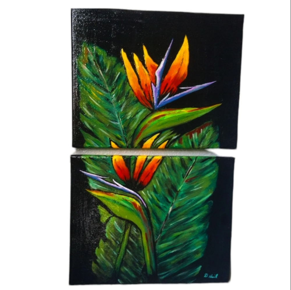 2 Piece Birds of paradise Painting